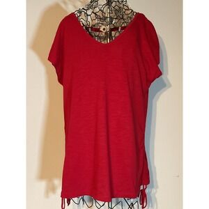 Live Well Active Red V-Neck Strappy Back Cinched Side Tie Top Large